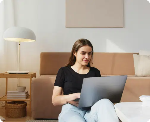 Student working on laptop